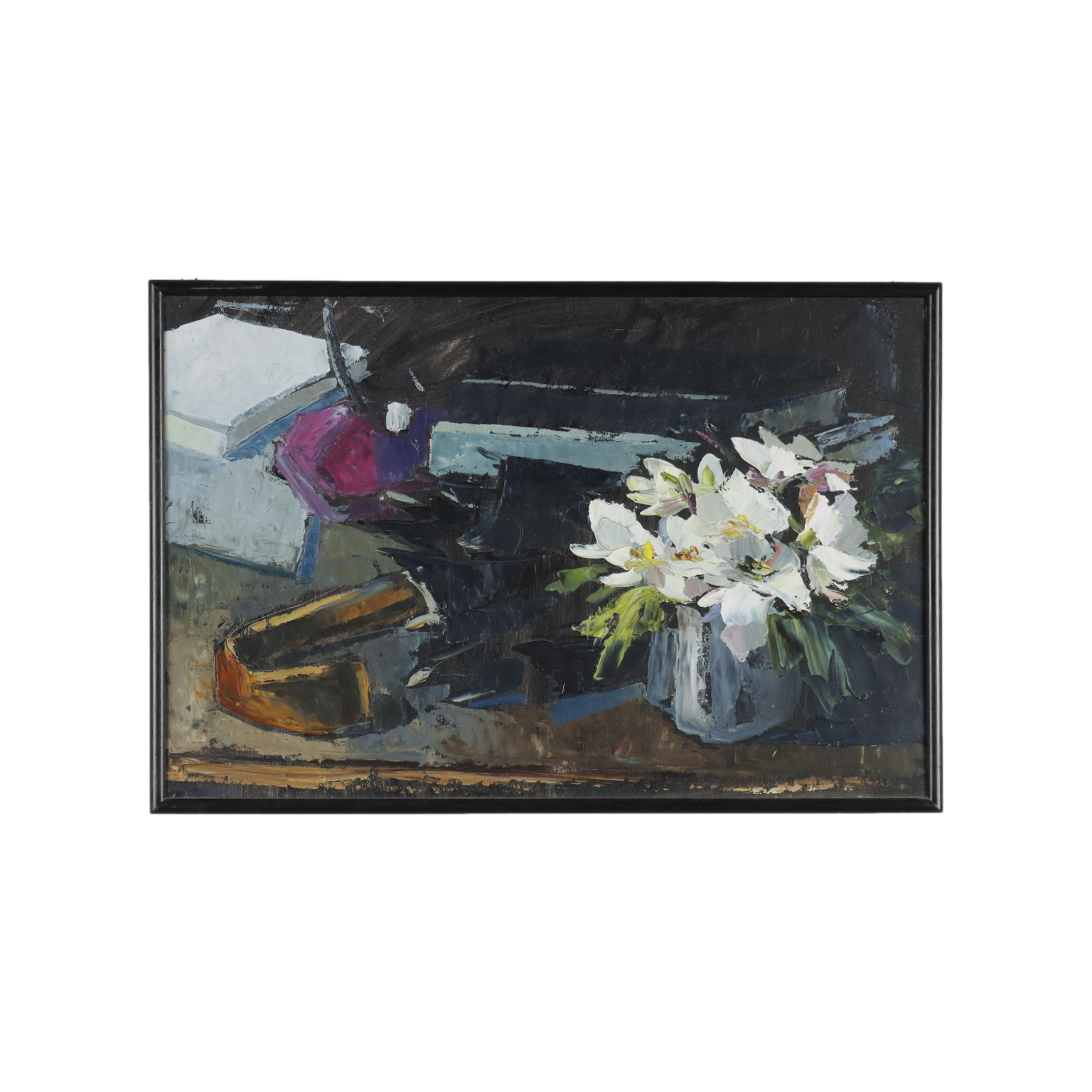 Oil on Table by Letizia Fornasieri Italy 1983, Composition with Flowers  1983, Art, Contemporary Art