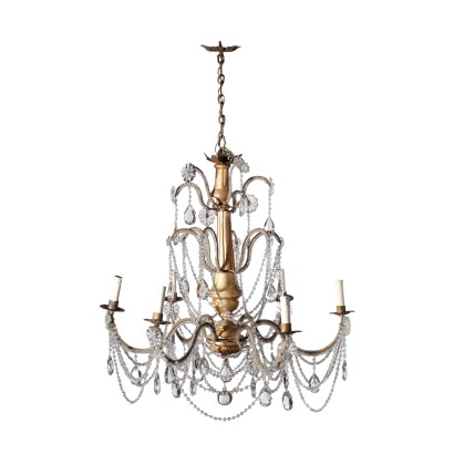 Chandelier Neoclassical Style Glass Italy XX Century