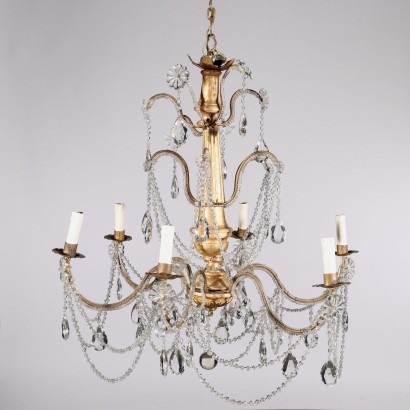 Chandelier Neoclassical Style Glass Italy XX Century