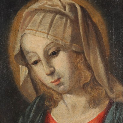 Praying Virgin Oil on Canvas Italy Late XVIII-Early XIX Century