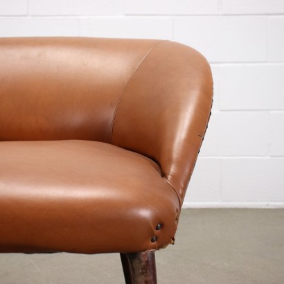 Pair of Armchairs Beech Foam Fake Leather Italy 1950s