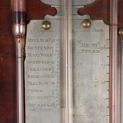 Baromètre avec Thermomètre Acajou Verre - Pays-Bas XIX Siècle