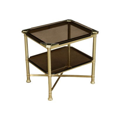 Coffee Table Brass Smoked Glass Italy '50s-'60s