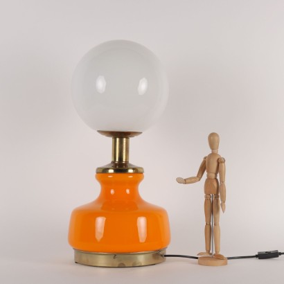 Tischlampe Messing Glas Italien '60er-'70er