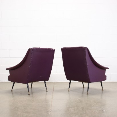Paar Sessel Metall Messing Kunstleder Italien 1950er-60er