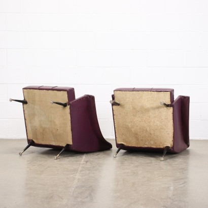 Paar Sessel Metall Messing Kunstleder Italien 1950er-60er