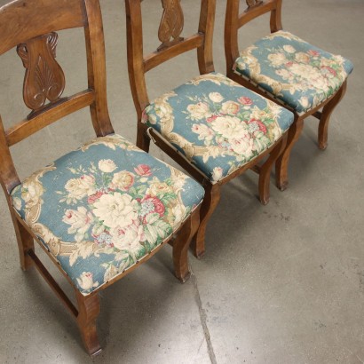 Group of 4 Louis Philippe Chairs Walnut Italy XIX Century