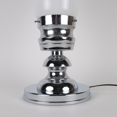 Table Lamp Chromed Metal Glass Italy 1960s-1970s