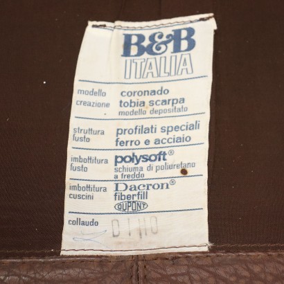 Coronado Canapé par B&B Mousse Cuire Italie Années 70-80
