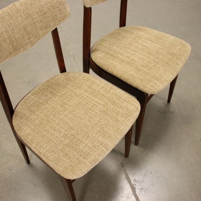 Group of 4 Chairs Foam Fabric Beech Italy 1960s