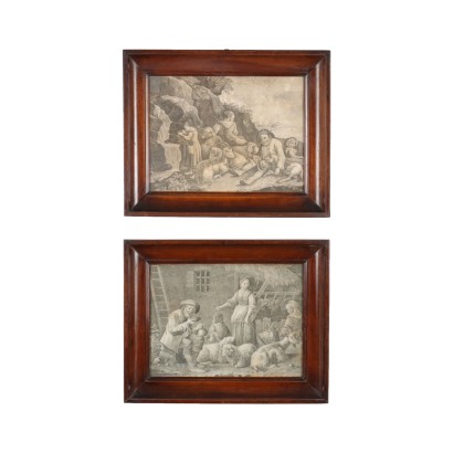 Pair of Empire Frames Walnut Italy XIX Century