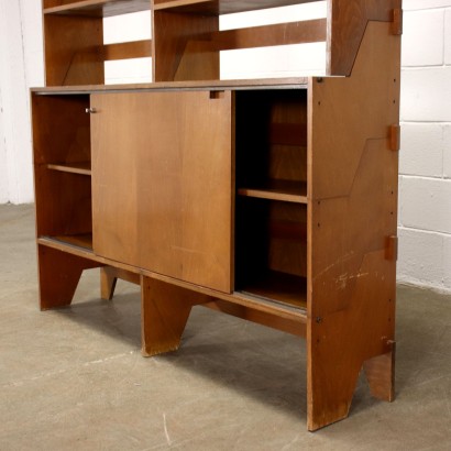 Two-Bay Bookcase F54 by Mcselvini Stained Wood Italy 1960s