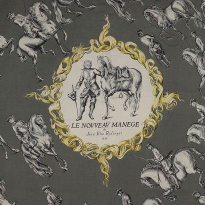 Foulard Vintage Hermes Le Novveav Manege Soie France