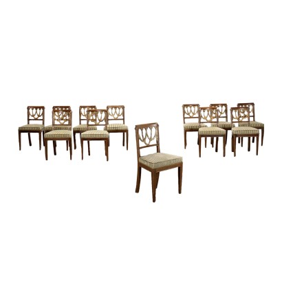Group of 12 Neo-Classical Chairs Walnut Italy XVIII Century