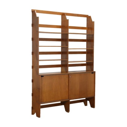 Two-Bay Bookcase F54 by Mcselvini Stained Wood Italy 1960s