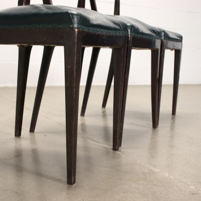 Gruppe von 6 Stühlen Holz Kunstleder Italien 50er-60er