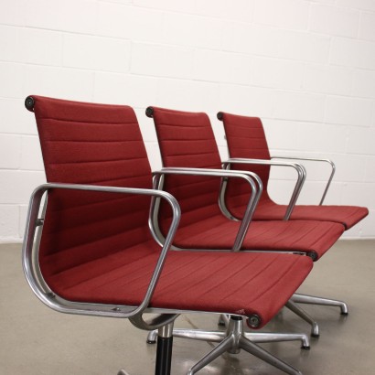 Gruppe von 3 Stühlen von ICF Alluminium Stoff Italien 1970er-1980er