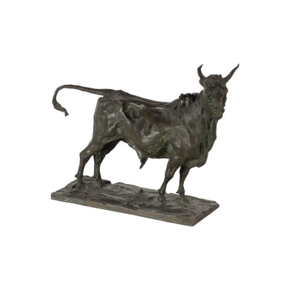Bull Bronze Sculpture by M. Zosi Italy XX Century