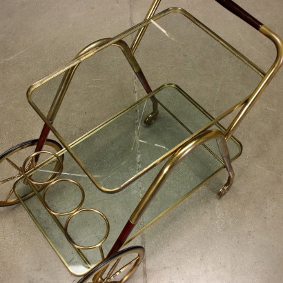 Service Trolley Brass Smoked Glass Italy '50s-'60s