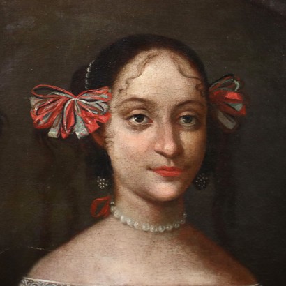 Bildnis einer Jungen Frau Öl auf Leinwand Italien 1666