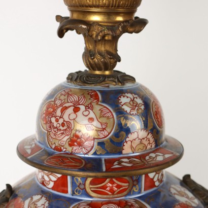 Bronze Candelabra with Imari Vase Porcelain Bronze Japan XIX C