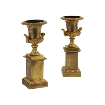 Paire de Vases Médicis Bronze Doré Italie XIX Siècle