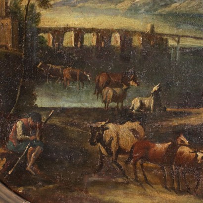 arte, arte italiano, pintura italiana antigua, paisaje con pastor y rebaños