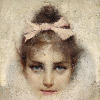 Portrait of a Young Woman Oil on Canvas - Italy XIX Century