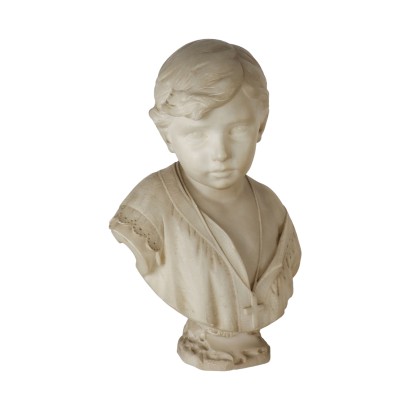 Buste d'Enfant Sculpture en Albâtre Italie XIX Siècle