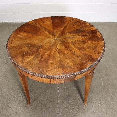 antiguo, mesa, mesa antigua, mesa antigua, mesa italiana antigua, mesa antigua, mesa neoclásica, mesa del siglo XIX, mesa redonda de chapa de nogal