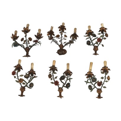 Group of 6 Wall Lamps Metal - Italy XX Century