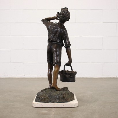 Young Fisherman Bronze Sculpture Italy XX Century
