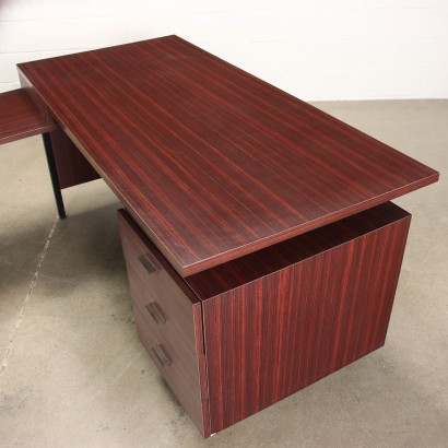 Schreibtisch Holz Laminat Metall - Italien 1960er