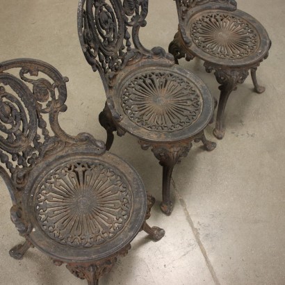 antiques, irons, antique irons, antique irons, antique Italian irons, antique iron, neoclassical iron, 19th century iron, Trio of Garden Chairs