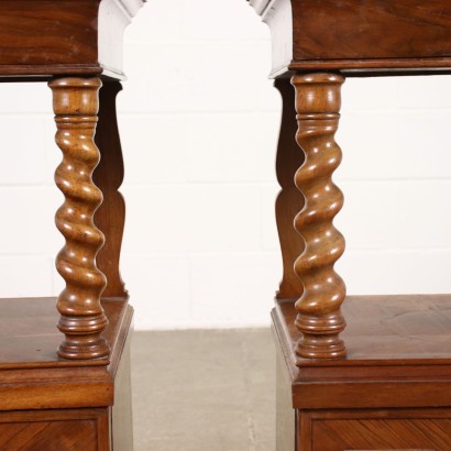 Pair of Bedside Table Walnut Chestnut - Italy XIX Century