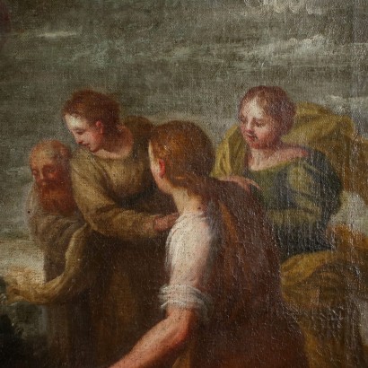 Moïse Fait Jaillir l\'Eau du Rocher Huile sur Toile - Italie XVIII Sièc