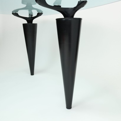Table Oscar by Cassina Leather Wood Metal Italy 1980s-1990s