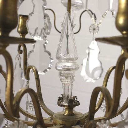 Chandelier Brass Glass Italy XX Century
