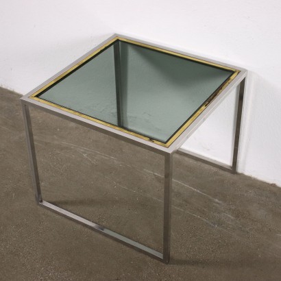 Pair of Coffee Tables Metal Brass Glass Italy 1970s