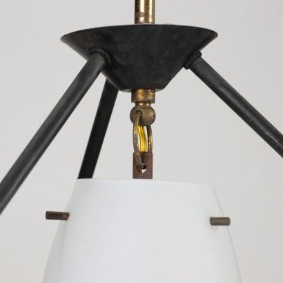 Ceiling Lamp Wood Metal Brass Italy 1960s