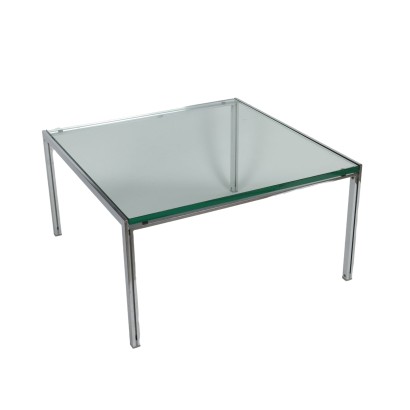 Luar Coffee Table by ICF Chromed Metal Glass Italy 1970s
