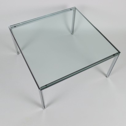 Luar Coffee Table by ICF Chromed Metal Glass Italy 1970s