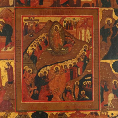Religious Icon Tempera on Wood Russia XIX Century