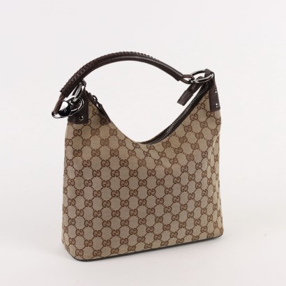 Gucci Shoulder Bag Leather Canvas Italy