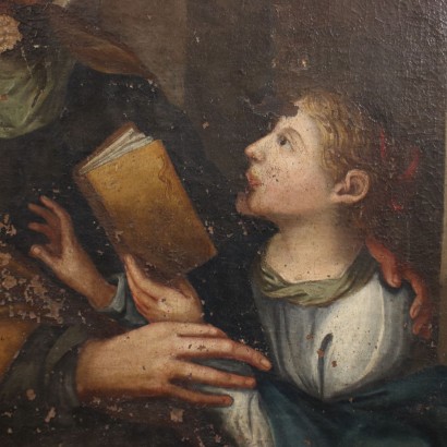 The Education of the Virgin Oil on Canvas Italy XVII-XVIII Century