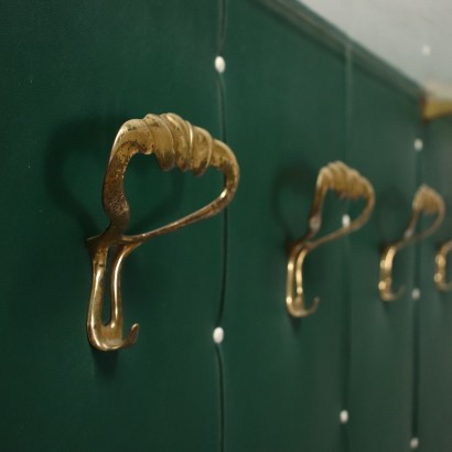 Wall Coat Hanger Wood Brass - Italy 1950s