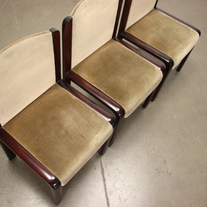 Group of 4 Chairs Beech Foam Italy 1970s