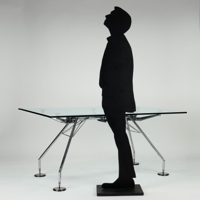 Nomos Table by Tecno Metal Glass Italy 1990s