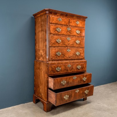 Tallboy George II Walnut Oak Great Britain XVIII Century