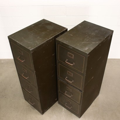 Pair of Filling Cabinets Metal Italy 1950s
